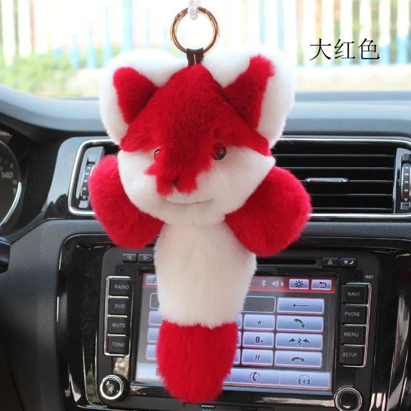 Real Genuine Rex rabbit Fur pompom fox Keychain women Bag Car Charm Animal Pendant Cute Mini Small pompon Keychains | Украшения и
