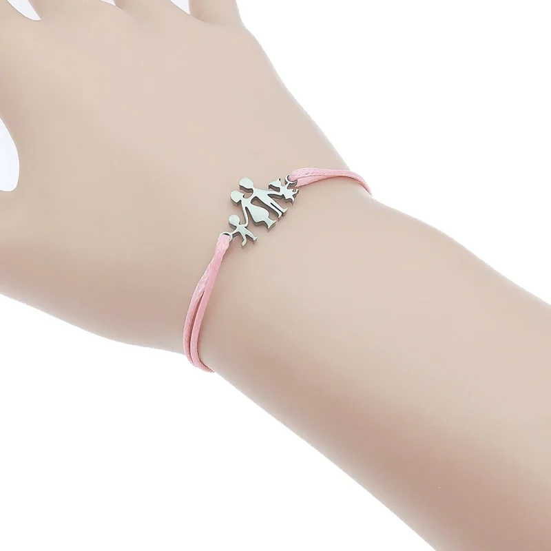Ручная семья из нержавеющей стали шнурок для брелока Wish Bracelet семейная Подвеска из нержавеющей стали регулируемый браслет