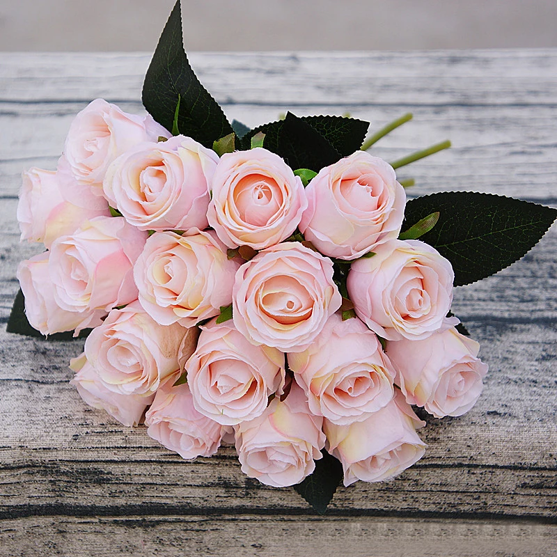 

9/12/18pcs/lot Artificial Flowers Wedding bouquet White Pink Thai Royal Rose Silk flowers Home Decoration Wedding Party Decor