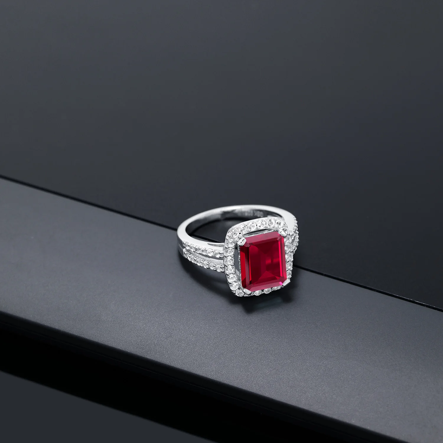 GemStoneKing 4 42 Ct восьмиугольник красный искусственный рубин серебро 925 пробы