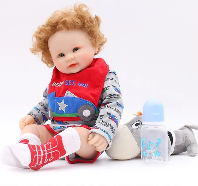 Brown curly hair Bebe reborn silicone baby boy dolls 50cm can Washed newborn babies alive bonecas menino DIY toy | Игрушки и хобби