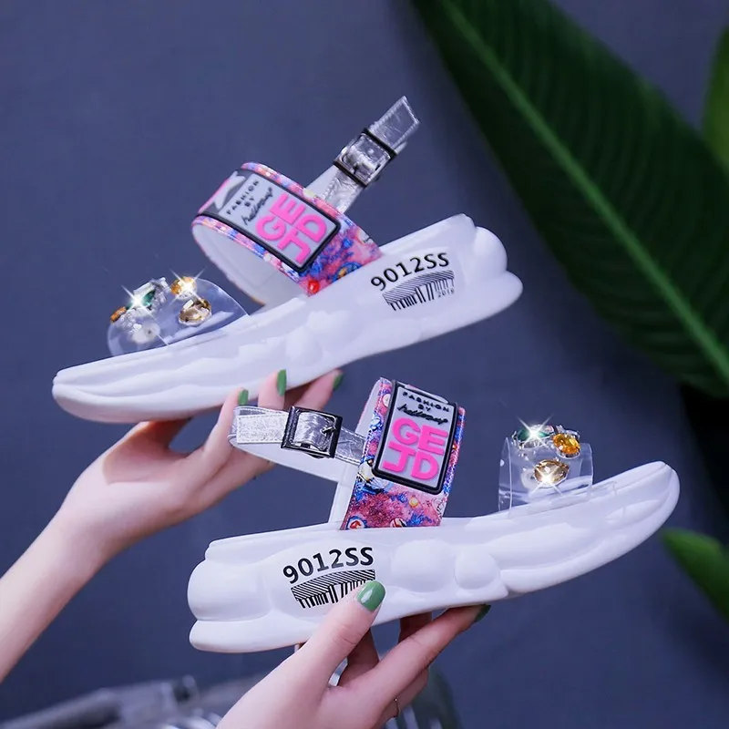 Rimocy/Босоножки на массивной платформе женские прозрачные ремни летние кроссовки