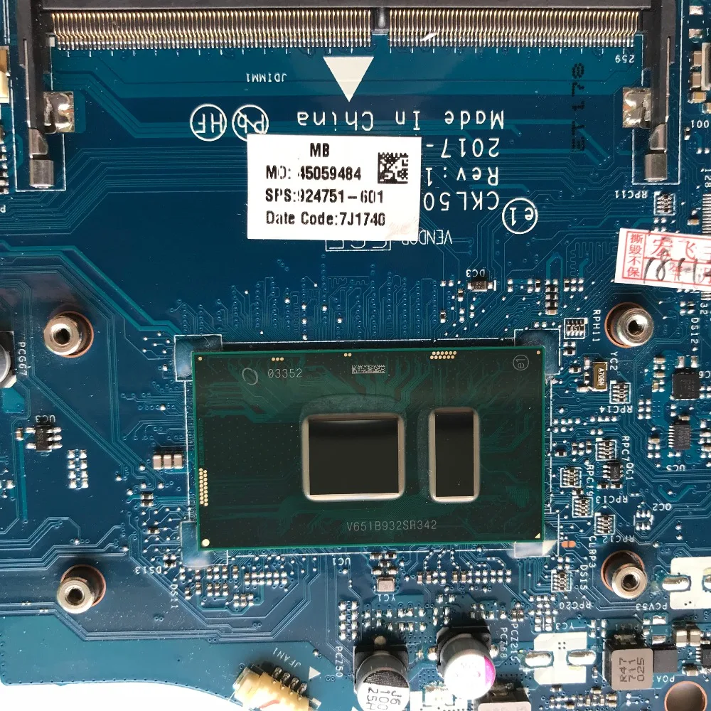 Восстановленная материнская плата для ноутбука HP 15-BS с процессором I5-7200U DDR4 CKL50
