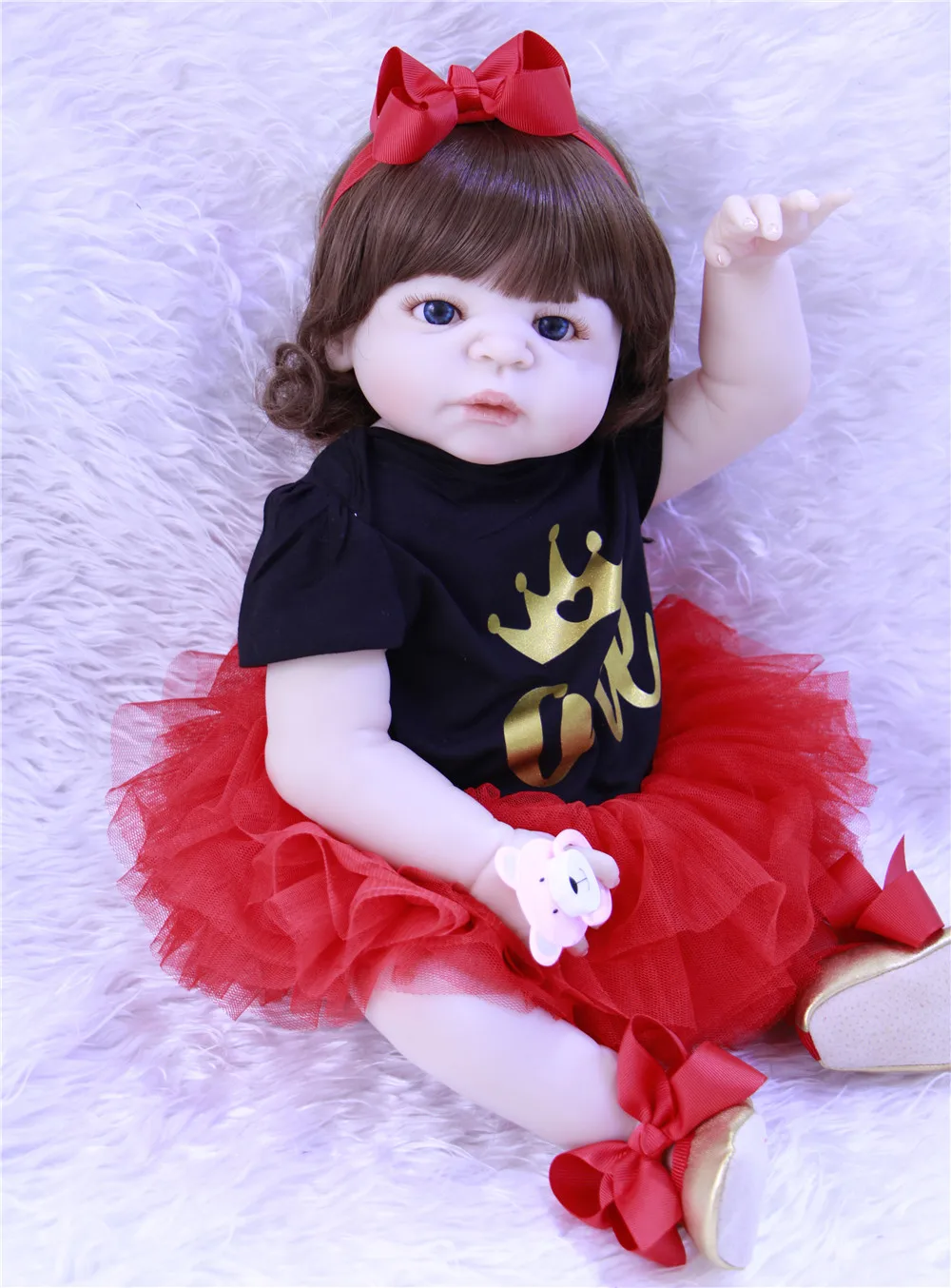 55 см Boncas Alive Bebe Reborn Милая кудрявая девочка Menina в платье принцессы 22 дюймовая