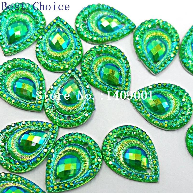 Привлекательные стразы из смолы зеленого цвета в форме капель ручная работа