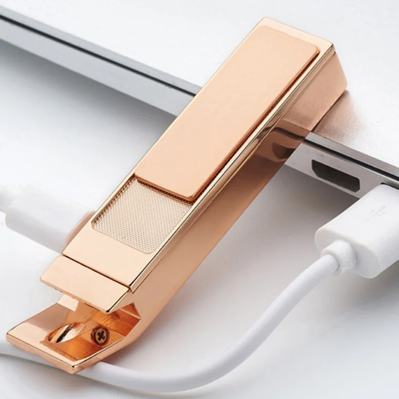 Горячая USB Электронная перезаряжаемая ветрозащитная зажигалка металлическая