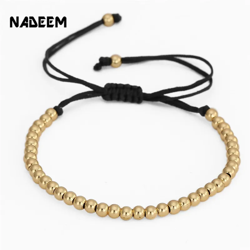 Женский браслет Макраме NADEEM медный плетеный с медными бусинами 4 мм|bracelet jewelry|bangle