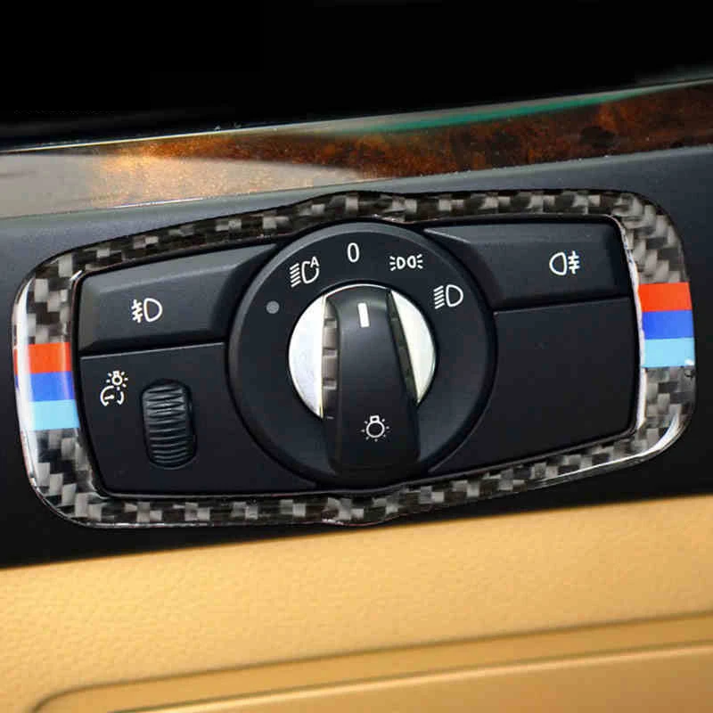Для BMW E70 E71 интерьер из углеродного волокна переключатель фар кнопки рамка Крышка