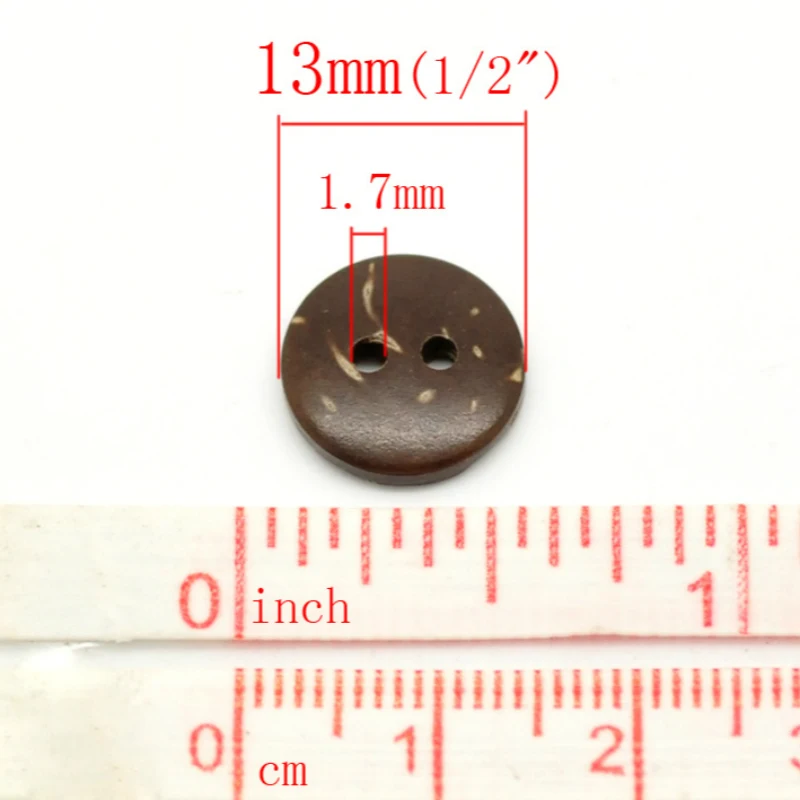 Coconut Shell Sewing Buttons Scrapbooking 2 Holes Round Brown 13mm( 4/8&quot) Dia 200 PCs | Дом и сад