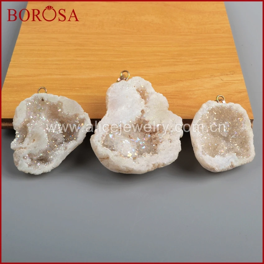 BOROSA Druzy свободной формы в виде пещеры Радужный Титан кристалл кулон мода