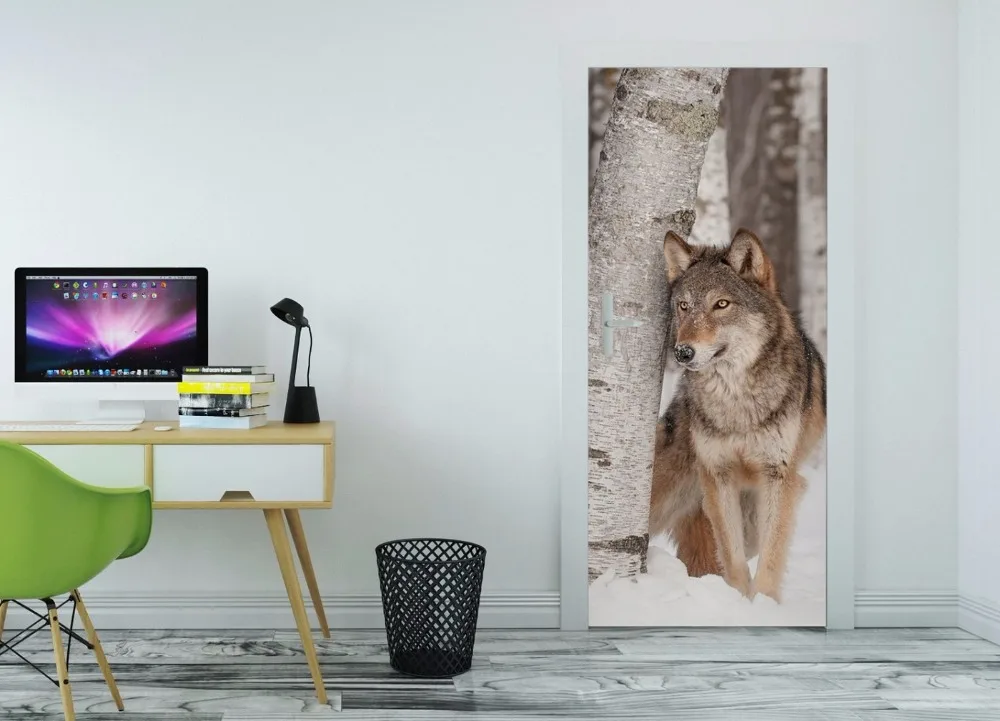 Настенная 3D наклейка с изображением леса серого волка двери|wall deco|wall muraldecal wall |