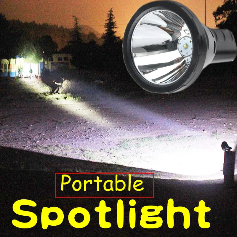 Фото Светодиодный перезаряжаемый прожектор высокой мощности t6 фонарик для охоты