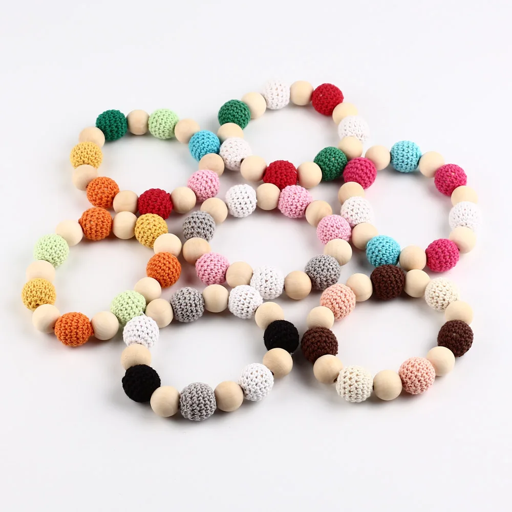 

TYRY.HU 10pc Wooden Chewable Beads 16mm Baby Teether Toys DIY Craft Jewelry Crochet Beads Pacifier Chain Accessories