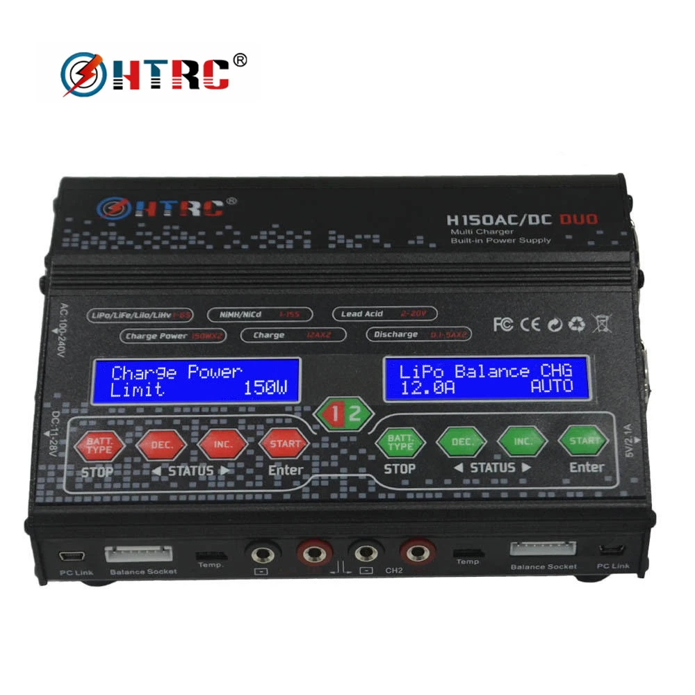 HTRC H150 DUO AC/DC 300 Вт 12Ax2 двойной выход высокой мощности RC Баланс Зарядное устройство Dis зарядное устройство для Lilon/LiPo/LiFe/LiHV/Nimh/Nicd батареи