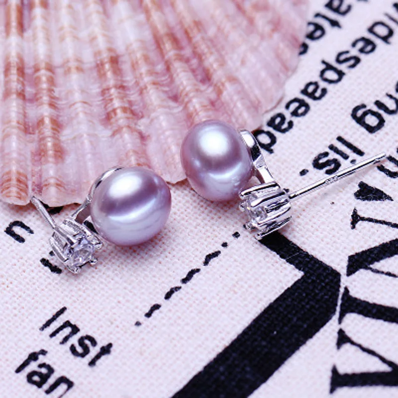 Женские серьги с пресноводным жемчугом ASHIQI классические гвоздики из серебра 925