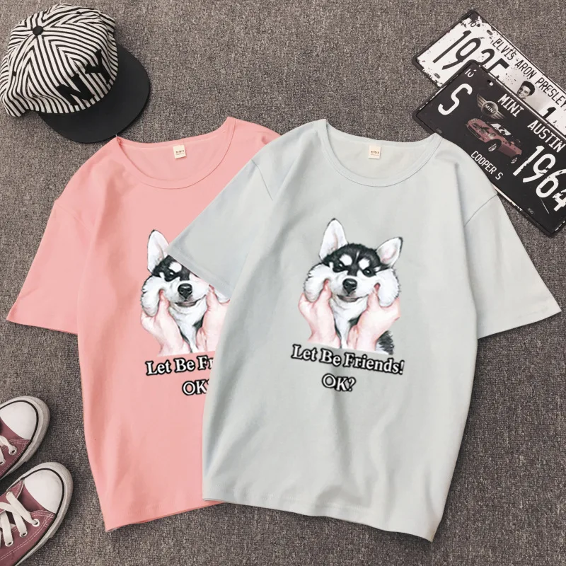 Футболка женская летняя с круглым вырезом Милый хлопковый топ 3d принтом