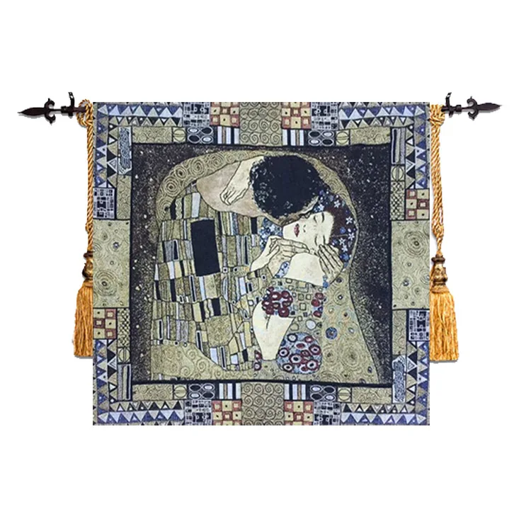 

Belgium Jacquard Tapestry Fashion Exquisite Art Decorative Murals Klimt's "The Kiss" 140X140cm GT-W061