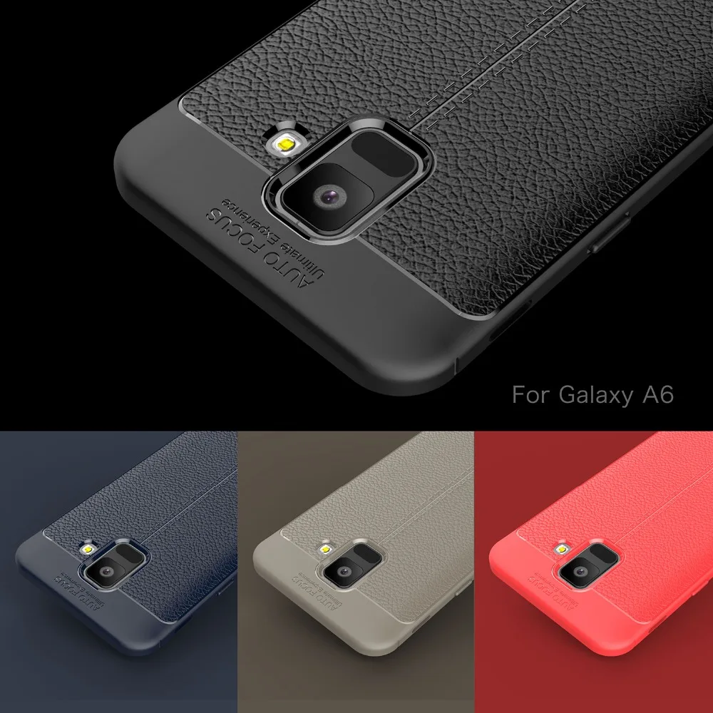 For Samsung Galaxy A6 2018 Case Shockproof TPU Silicone leather Soft Full Back Cover A600F A 6 |