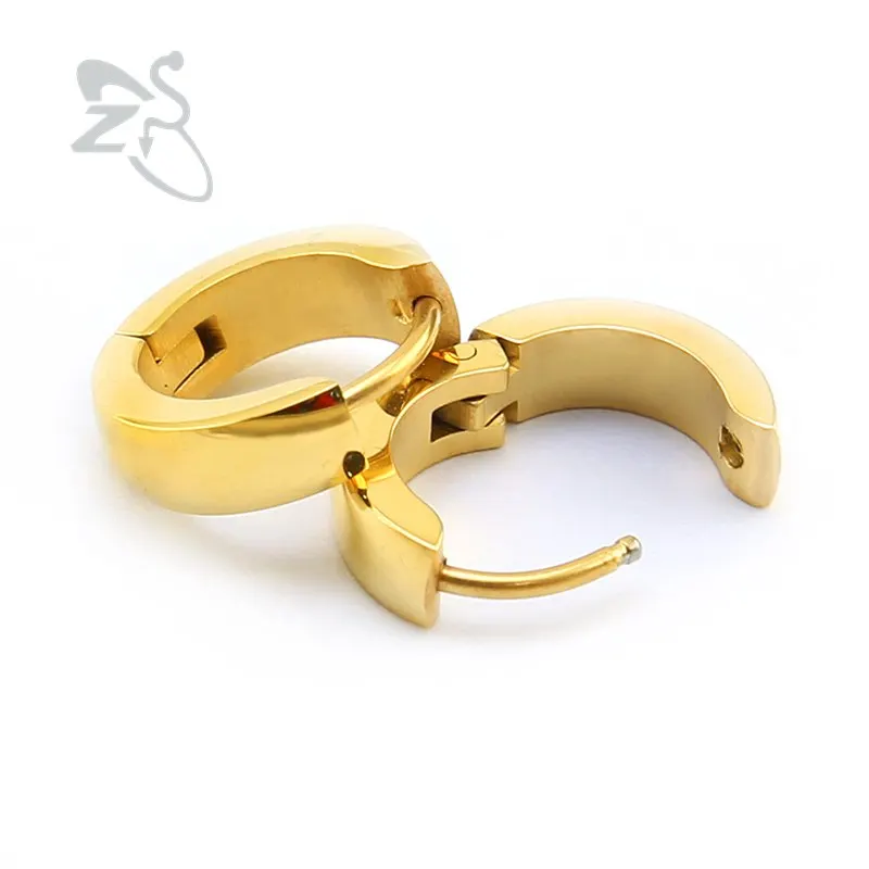 gold ZS круглые мужские серьги-кольца, маленькие серьги-кольца из нержавеющей стали, серьги в форме сердца, ювелирные изделия, круглые серьги в стиле панк Aros mujer, oreja - Окраска металла: gold