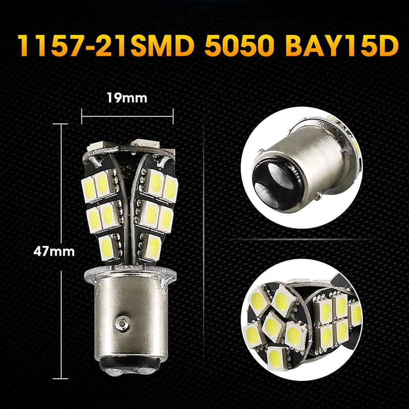 Hlxg 2X BAY15D CANBUS 1157 светодиодный лампочка без ошибок светодиодный лампочка p21/5 Вт светодиодный автомобильный лампочка 21 светодиодный 5050 SMD P21/5 Вт тормозной задний светильник DC12V