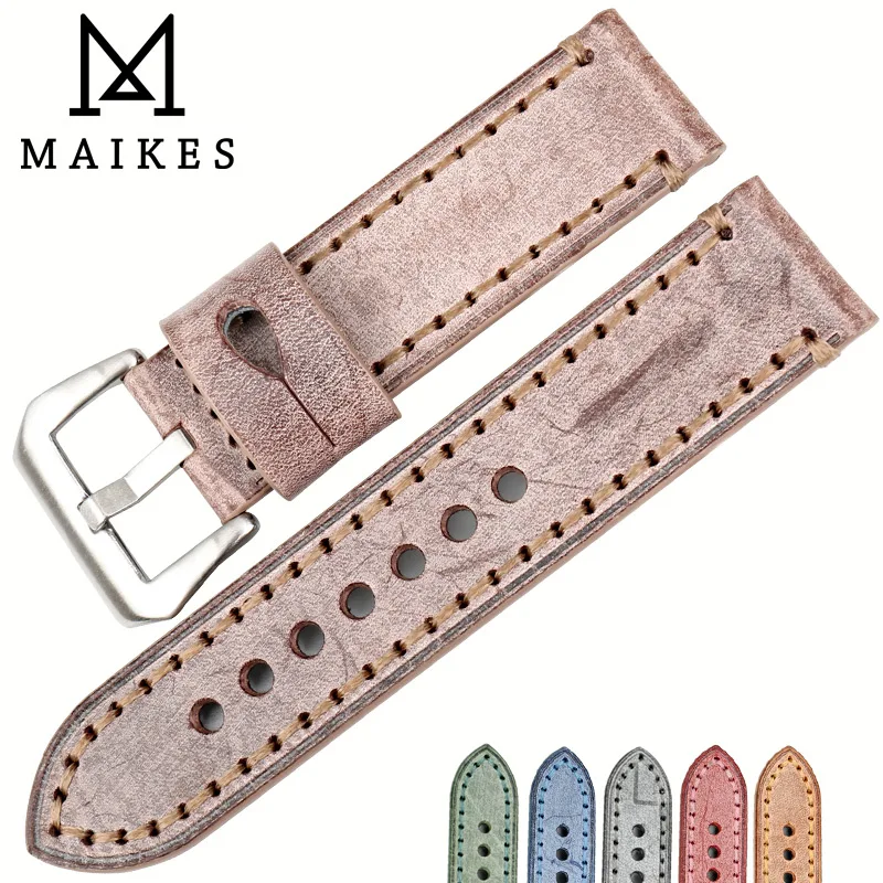 Ремешок для часов MAIKES кожаный дизайнерский коричневый браслет 22 мм 24 | Наручные