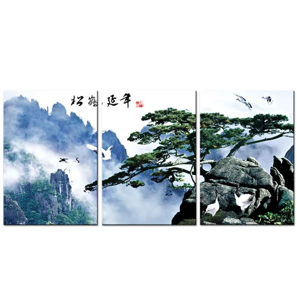 3 шт./компл. Классическая традиционная китайская картина сосновое дерево и кран