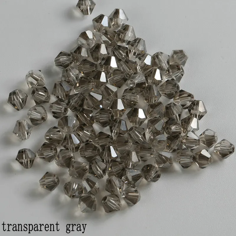 transparent gray ab Бусина высокого качества, 4 мм, хрустальные Биконусы, россыпью, поставка AB, цветное покрытие, браслет, ожерелье, изготовление ювелирных изделий, 100 шт - Цвет: transparent gray ab