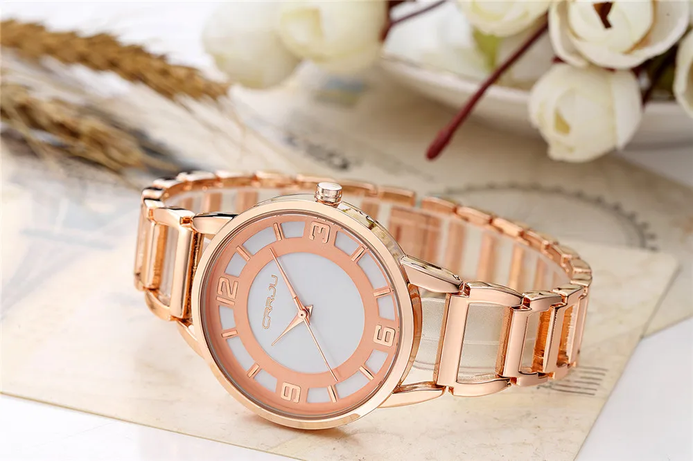 Брендовые роскошные часы из нержавеющей стали розового золота женские модные