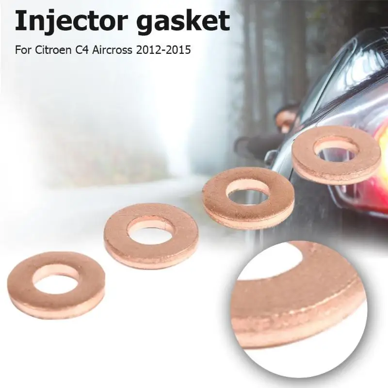 4 шт. медная шайба для шприца прокладка уплотнительное кольцо 1.6HDI peugeot OE198173 авто
