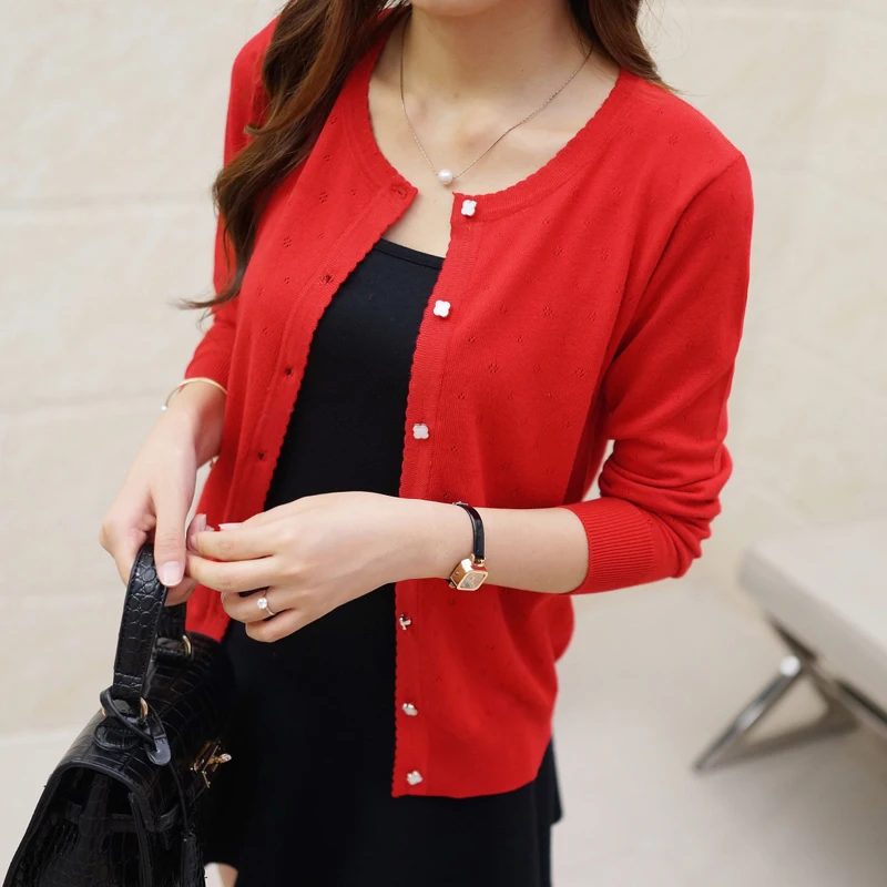 MLXSLKY Spring women's knit cardigan sweater lady short paragraph loose spring and autumn new students womens |