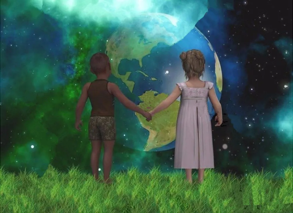 Полный 5D алмаз живопись пейзаж новый мир мальчиков и девочек Пейзаж Вышивка