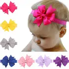 Фирменная новинка 10 шт. одежда для малышей GirlCute и повязка на голову с бантом; Мягкая эластичная повязка для головы с нахлестом головка Обёрточная бумага на Рождество, лента для волос в подарок