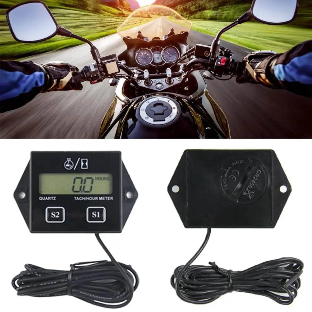 

Digital Display Gasoline Engine Tachometer Timer Replaceable Battery Inductive 2 4-Stroke Accumulating Timers