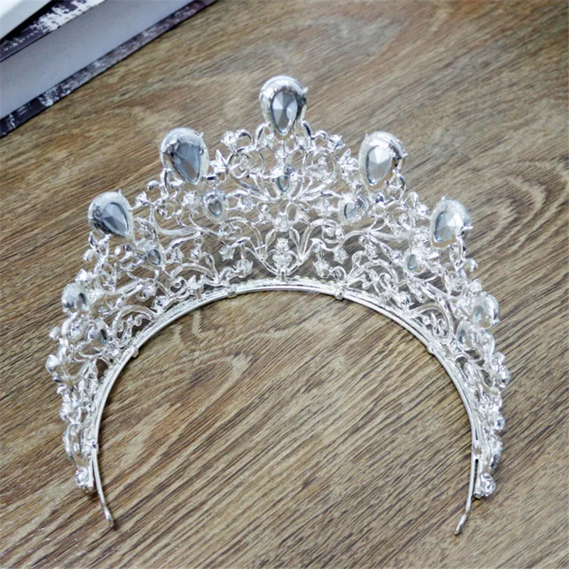 Joyme великолепный сверкающий Серебряный Diamante Pageant диадемы лентой с украшением в виде кристаллов большой короны для невест свадебные аксессуары для волос