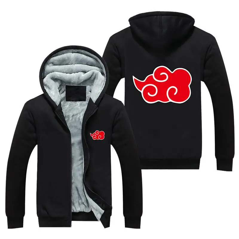 

High-Q Unisex NARUTO Uchiha Itachi Thick Cardigan Hooded Hoodie Jacket NARUTO Coat Sweatshirts Top