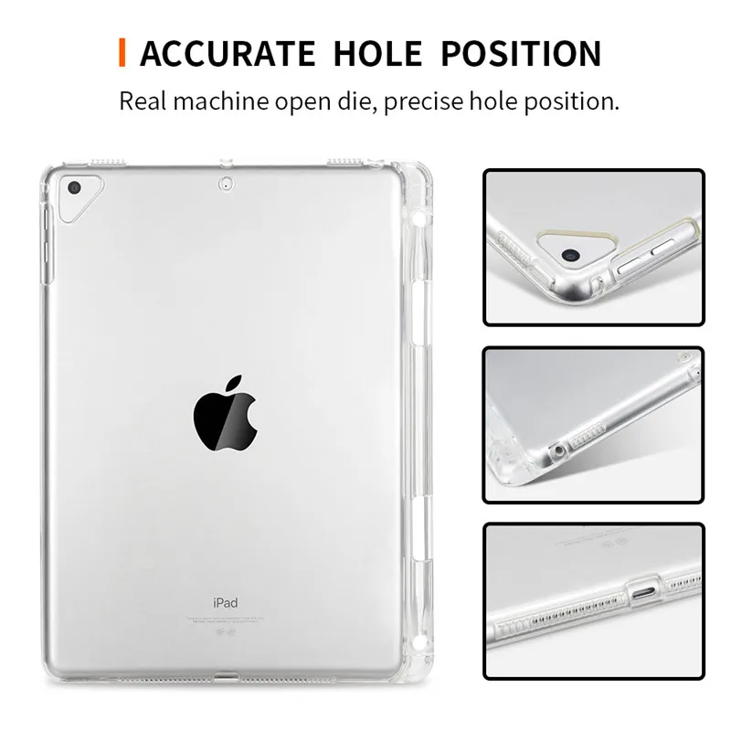 Прозрачная Противоударная задняя крышка из ТПУ для Apple новый iPad 9 7 2018 с держателем