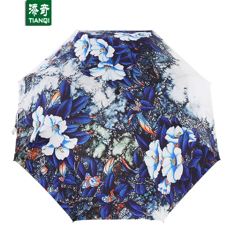 Складной зонт для влюбленных синий 100 см * 8 дюймов с 3D-принтом 3 складных зонта