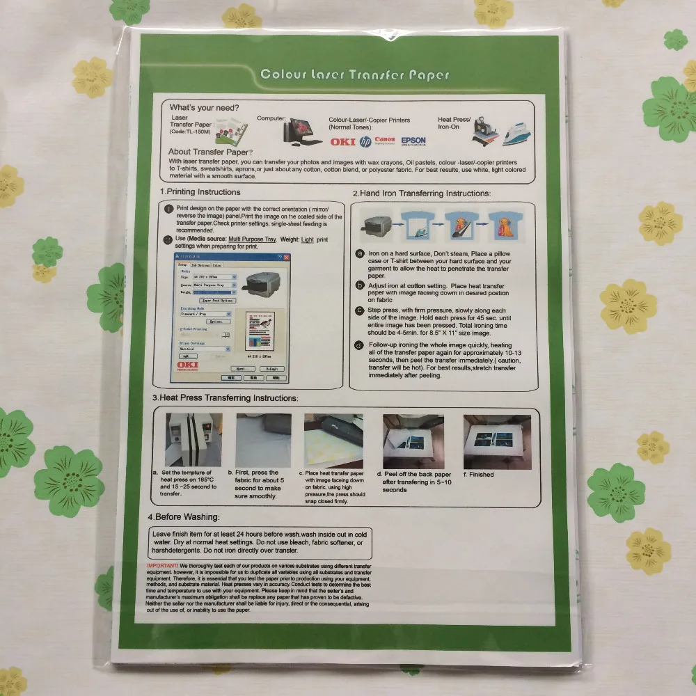 (20 шт./лот) A4 Размер светильник цветной лазерный футболка/одежда Теплообменной