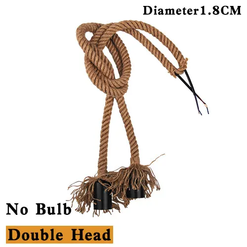 double head 1.8cm Ретро винтажный подвесной светильник с веревкой, лампа Лофт E27 18 мм 25 мм, индивидуальная промышленная лампа Эдисона в американском стиле, лампа для ресторана, кофейного бара - Цвет корпуса: double head 1.8cm