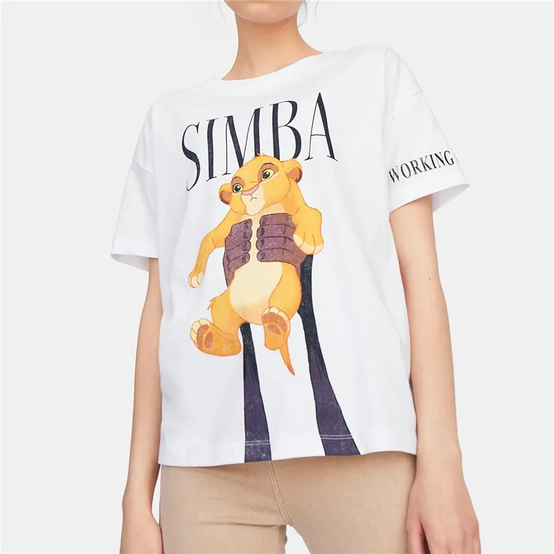Бежевый Модный бренд Для женщин футболка маленький Simba футболки с принтом Лев футболка King Для женщин в стиле «хип-хоп» для детей, с рисунком в виде льва футболка King хлопок ZR футболка - Цвет: Бежевый