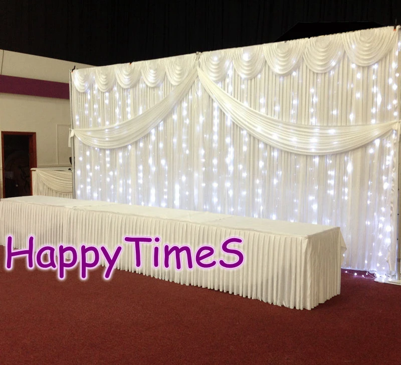 3*6 м свадебное украшение занавес фон с белым светодиодным светом подходящей