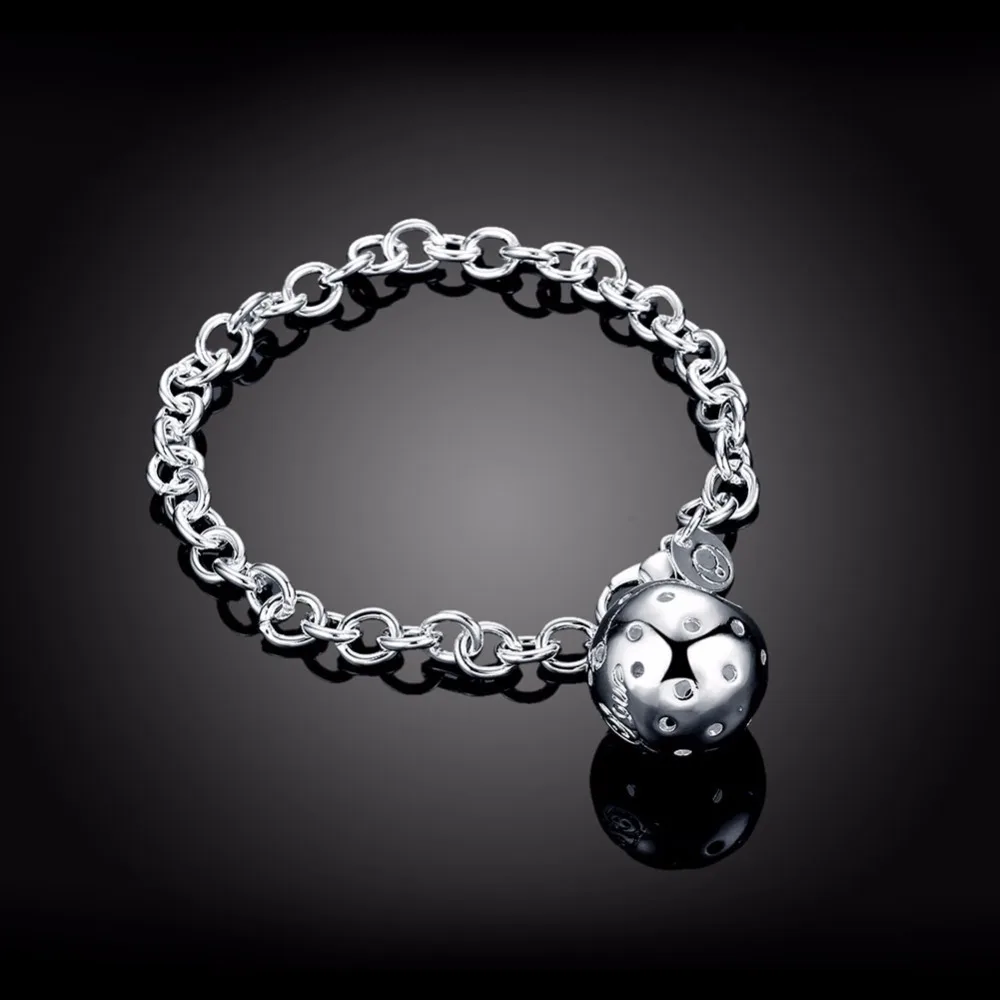 Женское изящное ювелирное изделие браслет 19 см серебряный шарм 925 пробы с полым