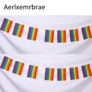 Бесплатная доставка Aerlxemrbrae 5,5 м 20 шт.комплект 14 см x 21 см d Радужный Флаг из полиэстера Стандартный флаг флаги для геев гордости мира Флаги