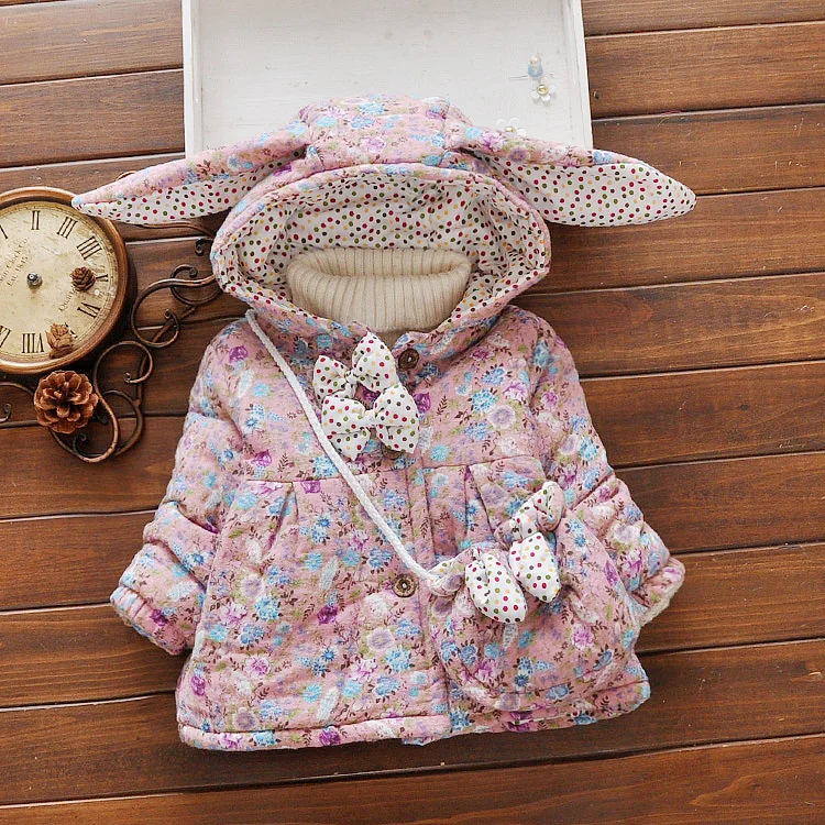 Хлопковая стеганая куртка с кроликом для маленьких девочек 2|jacket jacket|jacket girljacket