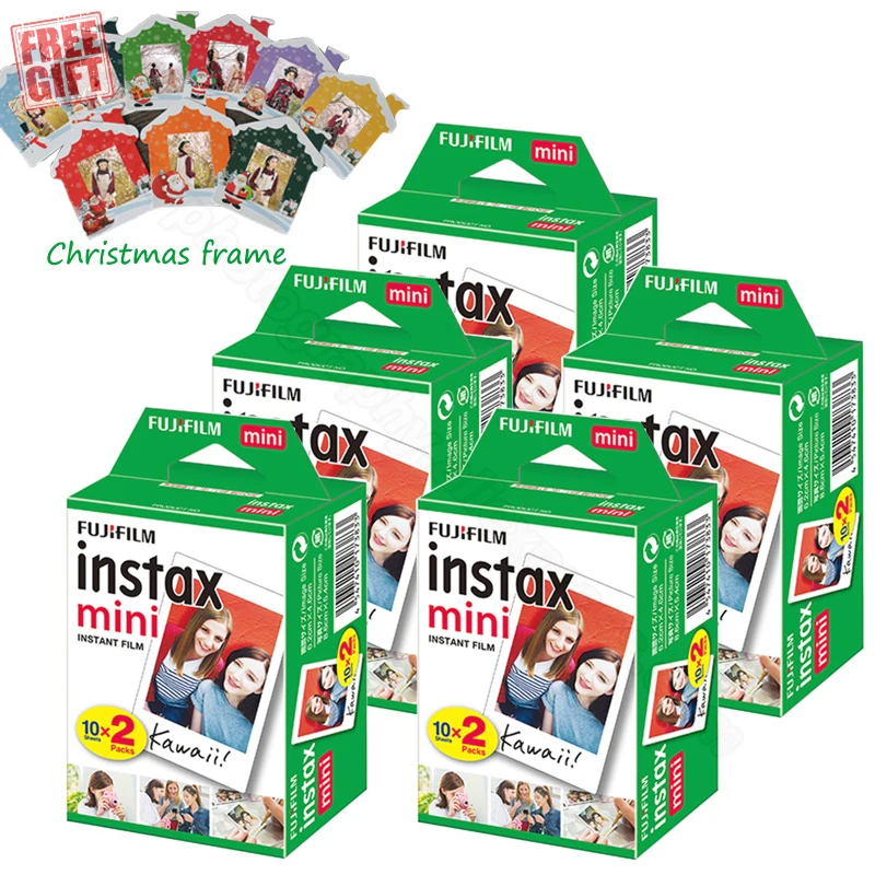 Fujifilm Instax Mini 8 мгновенная белая пленка + бесплатная Рождественская рамка для
