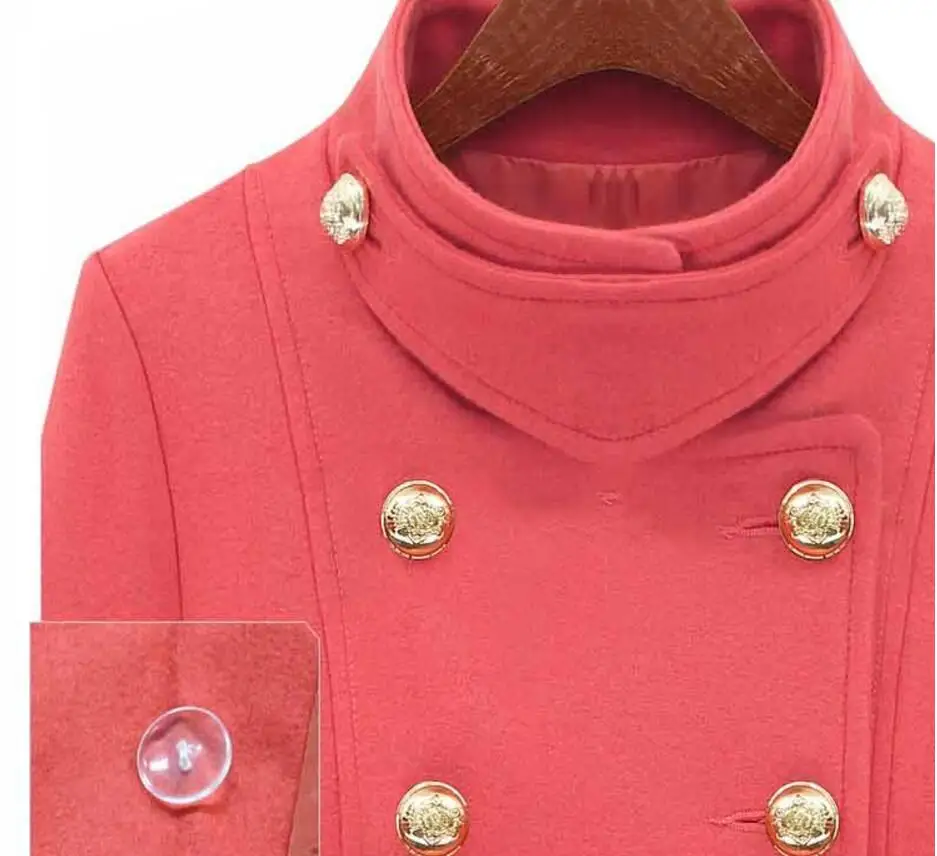 

HanOrange 2021 Double Breasted Stand Collar Woolen Coat Light Red/Black/Beige M/L/XL/XXL