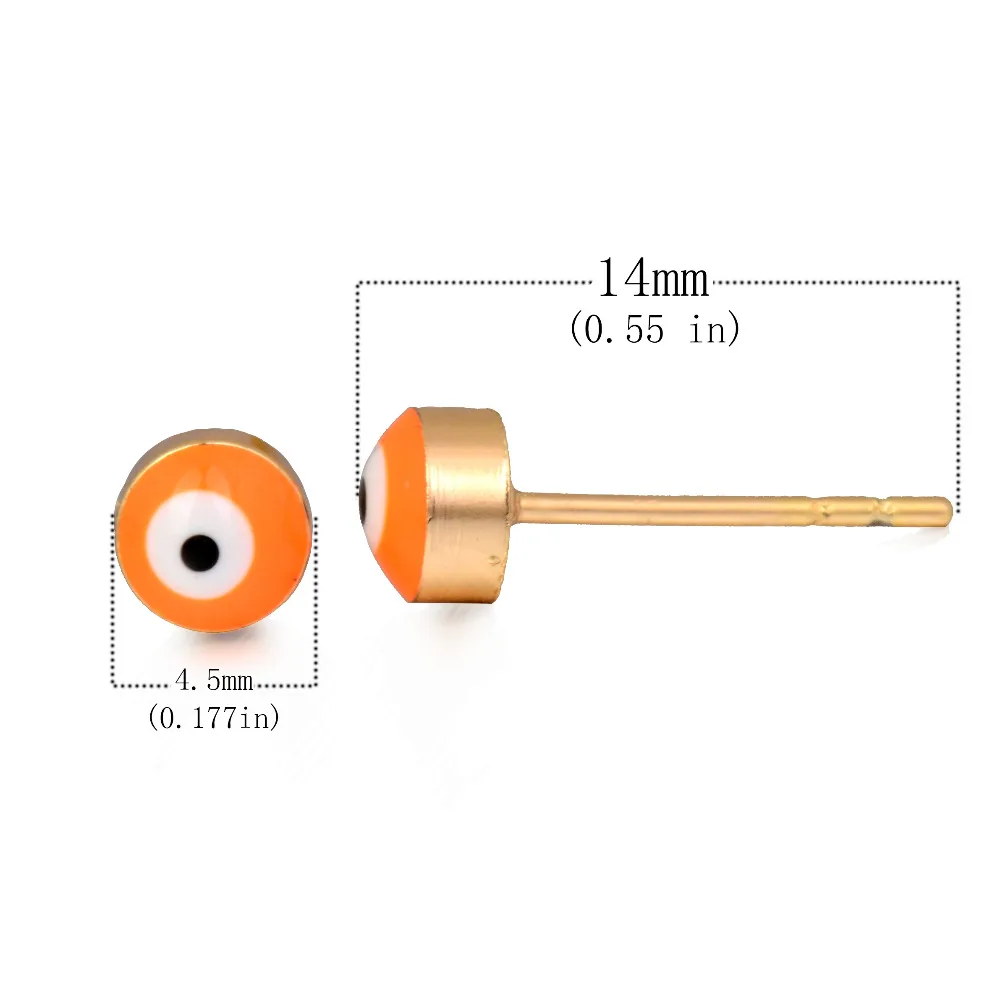 Женские серьги-гвоздики сглаза золотистого и желтого цвета | Украшения