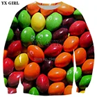 YX девушка дропшиппинг 2018 новый модный свитер с круглым вырезом Skittles еды 3d печати Мужчин Женщин Повседневный пуловер ZS562
