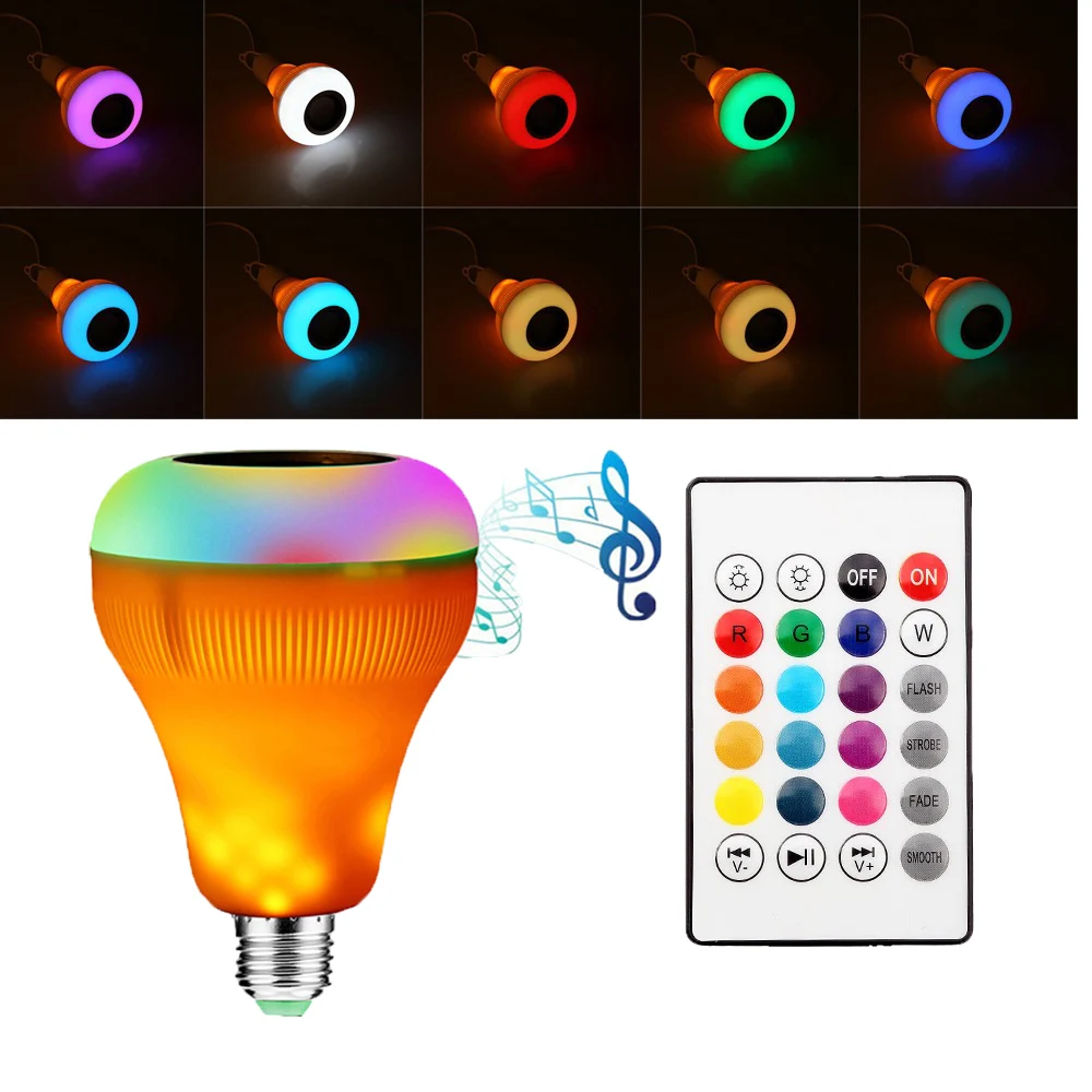 E27 умная цветная (RGB) Беспроводной Bluetooth Динамик лампы работы в режиме