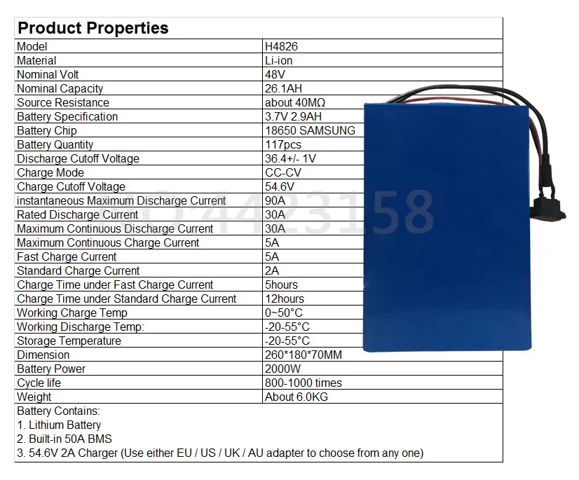 Высокая Мощность 2000 Вт 48 В 26AH Электрический велосипед Батарея 48 В 26AH 48 Вольт скутер Батарея Применение Samsung 2900 MAH ячейки 50A BMS 2A Зарядное устройство